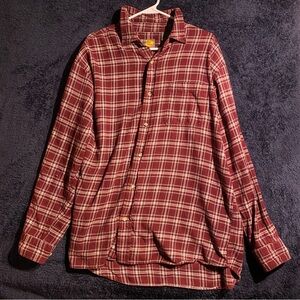 Bass Pro Shops Burgundy Plaid Casual Shirt